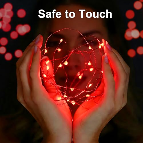 2 Pack USB Plug in Fairy String Lights,16ft 50 LED Copper with Remote and Timer, 8 Modes Waterproof Twinkle String Lights for Bedroom Indoor Party Wedding Christmas Decoration (Red) - color: Red, size: 2 Pack
