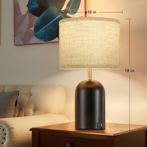 GyroVu Touch Control Table Lamps Set of 2, Black Bedside Lamps for Bedroom - color: Balck