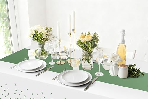 Smiry Disposable Rectangle Plastic 54 x 108 Inch Table Cloth 3 Pack - color: White and Sage Green