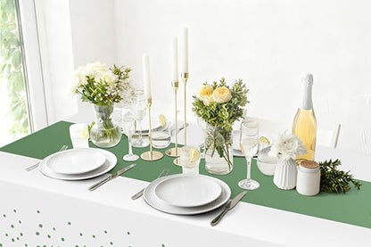 Smiry Disposable Rectangle Plastic 54 x 108 Inch Table Cloth 3 Pack - color: White and Sage Green
