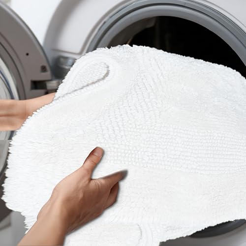 COTTON CRAFT 2 Pack Reversible Bath Mat - Soft Plush Bath Rug -20x30- White - color: White, size: 20x30 Inches