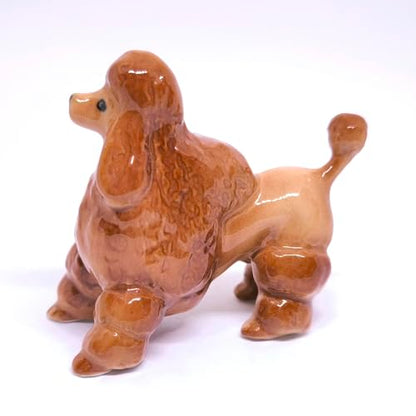 Handmade Ceramic Brown Poodle Figurine, Shelf Decor