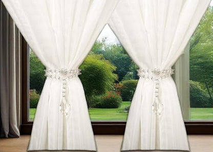 SUQ I OME Luxury Crystal Beaded Magnetic Curtain Tieback, Crystal - color: Crystal