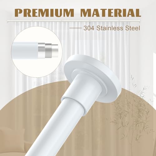GXOACKJ White Shower Curtain Rods - 31-68 Inch Spring Tension Shower Rods for Bathroom, Adjustable, No Drilling, No Rust, Stainless Steel - color: White, size: 31-68 inches