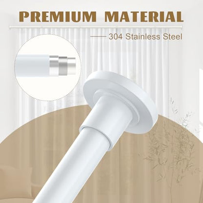 GXOACKJ White Shower Curtain Rods - 31-68 Inch Spring Tension Shower Rods for Bathroom, Adjustable, No Drilling, No Rust, Stainless Steel - color: White, size: 31-68 inches