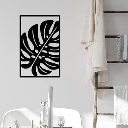 Resama 3 Pack Black Metal Monstera Palm Leaf Wall Decor - color: Black