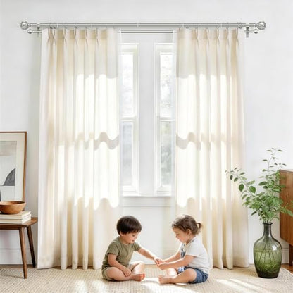 KAMANINA Double Curtain Rod 32 to 58 Inch, Adjustable Drapery Rods, Silver - color: Antique Silver, size: 32-58"