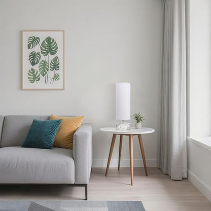 Touch Table Lamp with Marble Grain Metal Base, 3 Way Dimmable Bedside Lamp - color: White Marble Base with White Shade