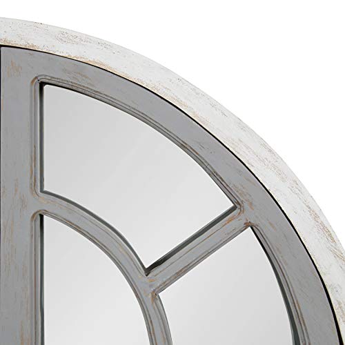 Kate and Laurel Boldmere Large Traditional Wood Windowpane Arch Mirror, 28x44, Gray and White - color: White/Gray, size: 44"L x 28"W