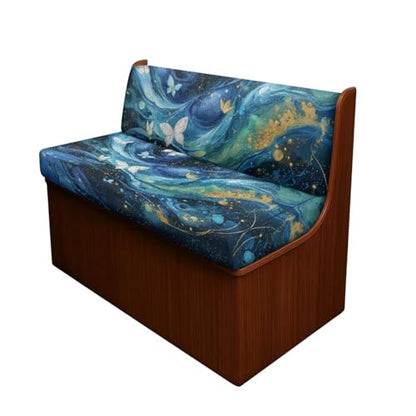 Butterfly Marble Blue Gold Print RV Dinette Cushion Covers 2 Pieces Scratch-Resistant Camper Seat Covers Dinette Booth Elastic RV Couch Cover Loveseat Sofa Chair Cover - color: Butterfly Marble Blue Gold
