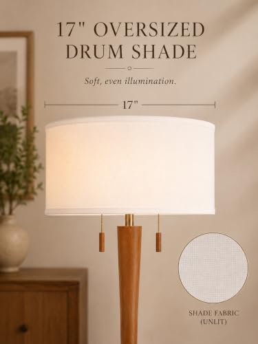 MOFFE Solid Wood Floor Lamp for Living Room,Pull Chains Standing Lamp - color: Amber Walnut