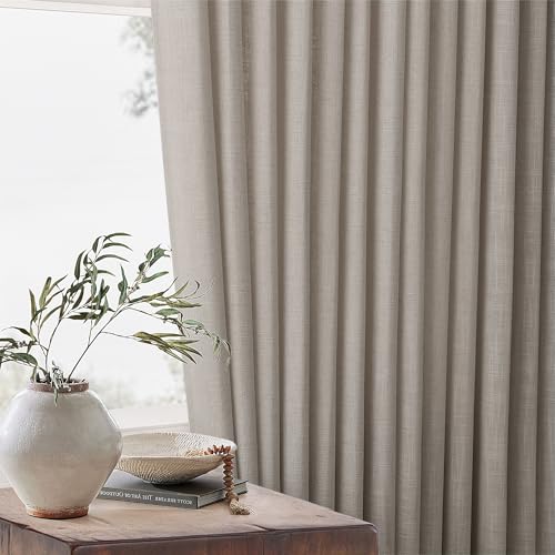 TWODRAPES Taupe Burlywood Pinch Pleated Linen Curtains 96 Inches Long - color: Burlywood Birch, size: 40"W x 96"L (Pack of 2)