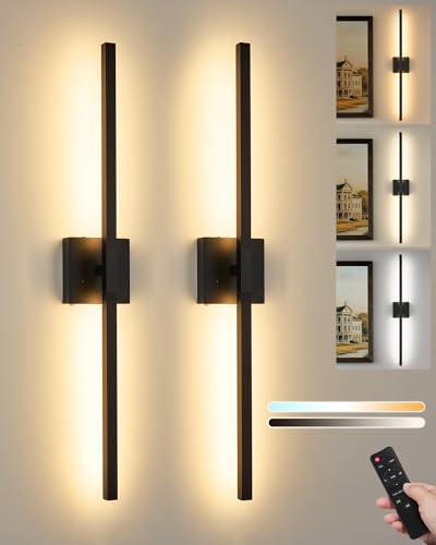 Rayogale Black 36 Inch Battery Operated Wall Sconce with Remote Control - color: Black, size: 36 Inch(2 Pack)