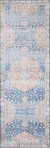Loloi Layla Blue/Tangerine 2'-6" x 7'-6" Runner Rug - color: Blue / Tangerine, size: 2'6" x 7'6" (Rectangular)