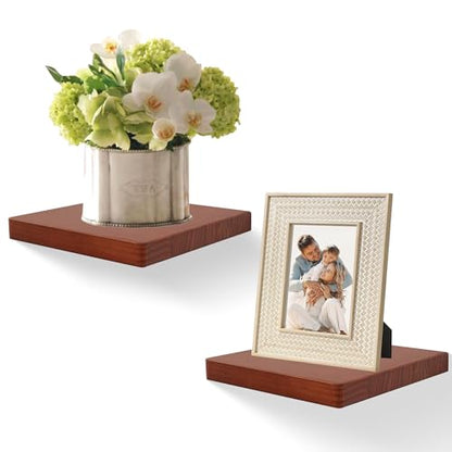 Small Floating Shelves for Wall Set of 2, 8 Inch Square Shelves,Dark Walnut - color: Dark Walnut, size: 8 Inch-2 Pcs