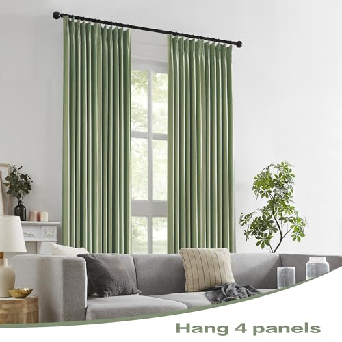 DUALIFE Sage Green Pinch Pleated Blackout Curtains 40 x 63 Inches Long, Back Tab Drapes for Living Room Bedroom Thermal Insulated Full Blackout Draperies with Hooks - color: Sage, size: 40"W x 63"L (Pack of 2)