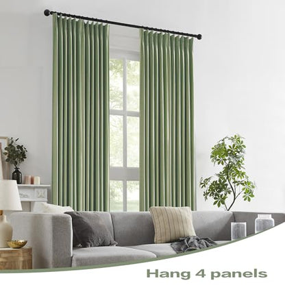 DUALIFE Sage Green Pinch Pleated Blackout Curtains 40 x 63 Inches Long, Back Tab Drapes for Living Room Bedroom Thermal Insulated Full Blackout Draperies with Hooks - color: Sage, size: 40"W x 63"L (Pack of 2)