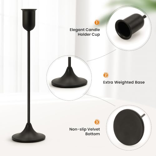 6 Pcs Black Candle Holders Set, Vintage Home Decor – Modern Taper Candlestick Holders for Wedding, Table Centerpieces – Great Gift for Housewarming, Birthday Parties, Wedding & Christmas Season - color: Black 6 Pieces