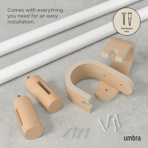 Umbra Bellwood Curtain Rod, Adjustable, 42 to 120 Inches, White/Natural - color: White/Natural