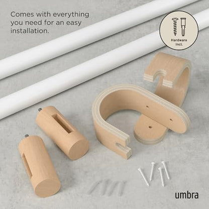 Umbra Bellwood Curtain Rod, Adjustable, 42 to 120 Inches, White/Natural - color: White/Natural