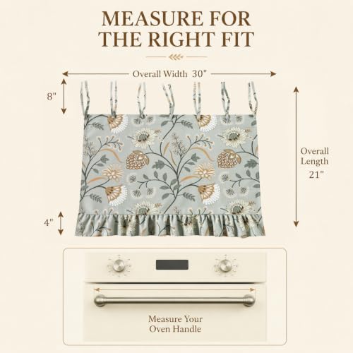 Leeva Oven Curtain, 30 x 21 in, 1 Panel, Gray Botanical Faux Linen Tie-On - color: *M11, size: 30"W x 21"L (Pack of 1, Rod Pocket)