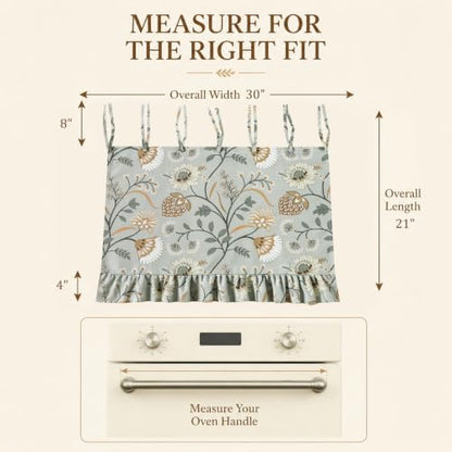 Leeva Oven Curtain, 30 x 21 in, 1 Panel, Gray Botanical Faux Linen Tie-On - color: *M11, size: 30"W x 21"L (Pack of 1, Rod Pocket)