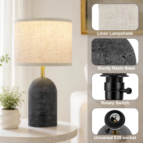GyroVu Table Lamps Set of 2, Resin Bedside Lamps for Living Room Bedroom - color: Matte Black