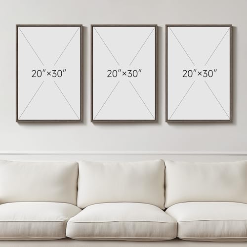 Large Framed Beige and Brown Neutral Abstract Wall Art, Set of 3, 20x30 In - color: Earthy, size: 20" W x 30" H x 3pcs