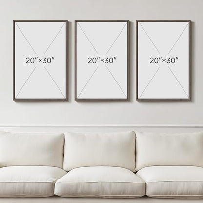 Large Framed Beige and Brown Neutral Abstract Wall Art, Set of 3, 20x30 In - color: Earthy, size: 20" W x 30" H x 3pcs