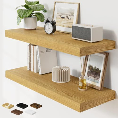RICHFOCUS 36" Bathroom Floating Shelves for Wall 2Pack|Oak - color: Oak, size: 36"L x 11.6"D, Set of 2