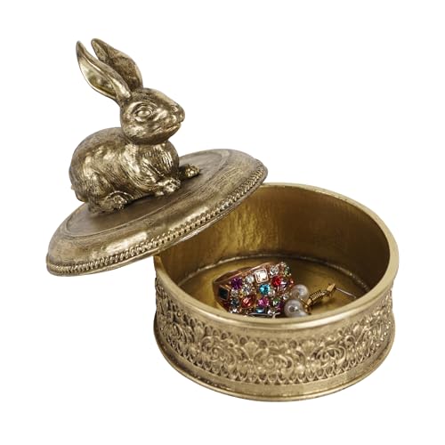 NIKKY HOME Gold Rabbit Jewelry Box, Vintage Mini Trinket Ring Organizer