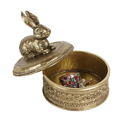 NIKKY HOME Gold Rabbit Jewelry Box, Vintage Mini Trinket Ring Organizer