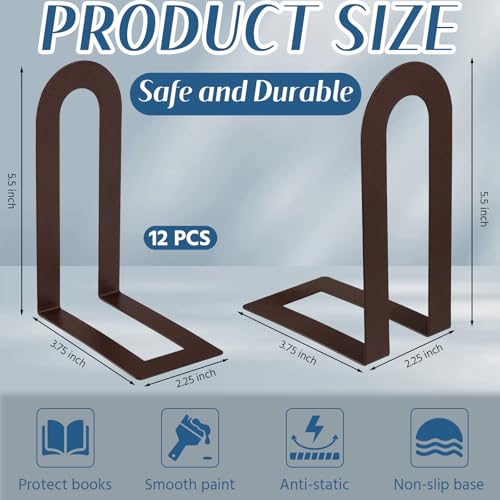 Chunful 12 Pcs Bronze Metal BookEnds Shelves, 5.5 x 3.75 x 2.25 in - color: Bronze, size: 5.5*3.75*2.25inch