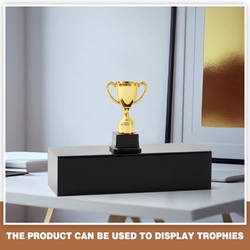Chunful Black Acrylic Display Box Riser, 16" L x 6" W x 4" H Pedestal Stand - size: 16" W X 6" D X 4" H