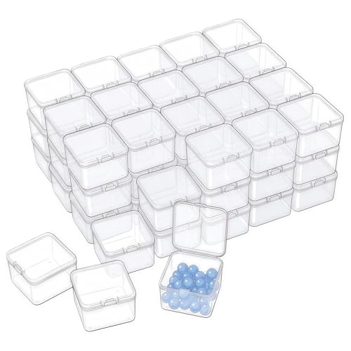 LJY 60 Clear Square Plastic Boxes, 55 x 55 x 35 mm for Packing Samples - color: Transparent, size: Single Size (2.1 x 2.1 x 1.4 inch)