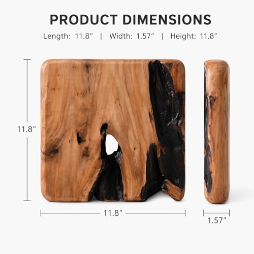BOTALEGRE 4-Piece Cedar Wood Wall Art Set, Rustic Abstract Home Decor