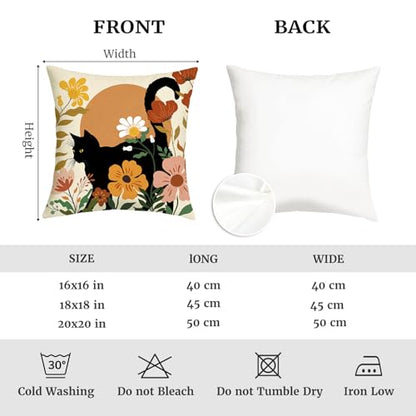 16x16 Set of 4 Tropical Flower Cat Throw Pillow Cushion Covers - size: 16" x 16" (Pack of 4)