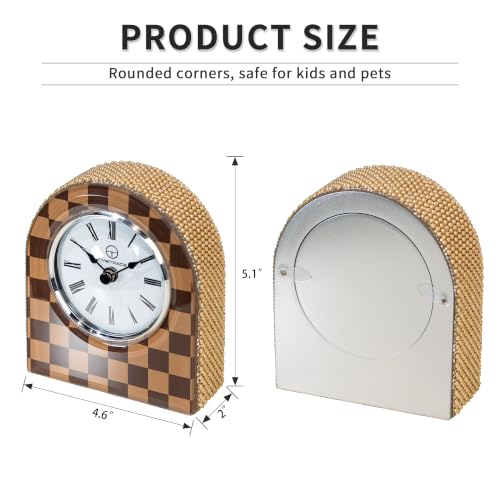 Mini Arched Checkerboard Glass Clock - color: Mocha