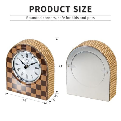 Mini Arched Checkerboard Glass Clock - color: Mocha
