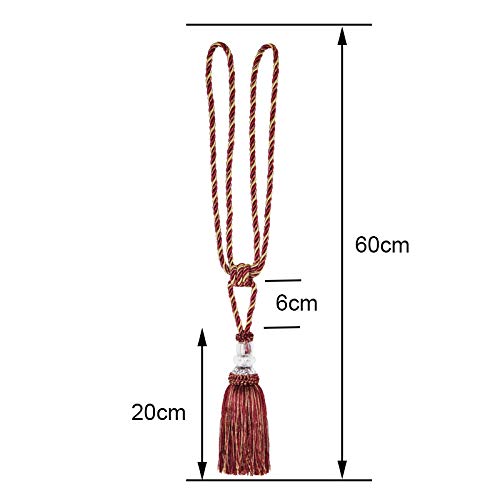 BEL AVENIR 2 Pack Curtain Tiebacks Hand-Woven Holdbacks Tassels Tiebacks - color: Mix Red, size: 2 Pack
