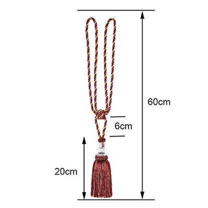 BEL AVENIR 4 Pack Curtain Tiebacks Hand-Woven Holdbacks Tassels Tiebacks - color: Mix Red, size: 4 Pack