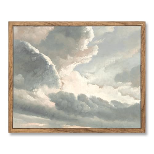 ElfLuna Wood Framed Canvas, Vintage Cloud Sky Landscape Print - color: Clouds with a Sunset, size: 10"L x 8"W
