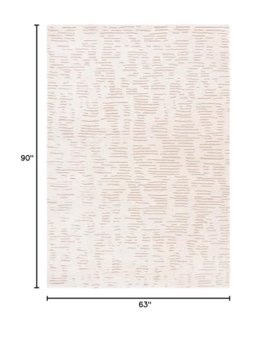SAFAVIEH Neptune Collection Area Rug - 5'3" x 7'6", Ivory & Beige, Geometric Design, Non-Shedding & Easy Care, Ideal for High Traffic Areas in Living Room, Bedroom, Dining (NPE852A-5) - size: 5'3" x 7'6" (Rectangular)