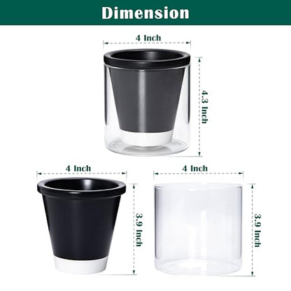 D'vine Dev Self-Watering Black Terracotta Planter Pot, 4 in, 37-X-A-3 - color: Black, size: 4 Inch