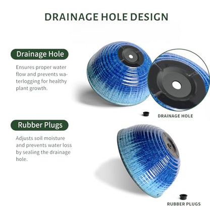 2 Pack 10 Inch Glazed Hanging Planters, Hanging Baskets with Drainage Hole - color: Blue Glaze, size: 10 inch