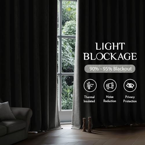 Beauoop Grey Floral Jacquard Blackout Curtains for Bedroom 52x96 2 Panels - color: Grey, size: 52"W x 96"L (Pack of 2)