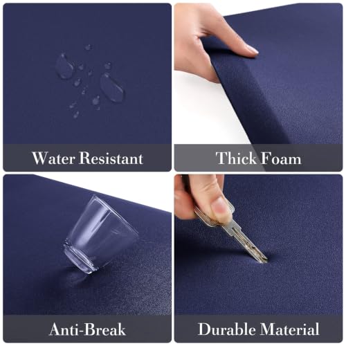 HappyTrends 2 PCS Kitchen Mat Cushioned Anti-Fatigue Floor Mat, Heavy Duty - color: Navy, size: 20"x30"+20"x60"