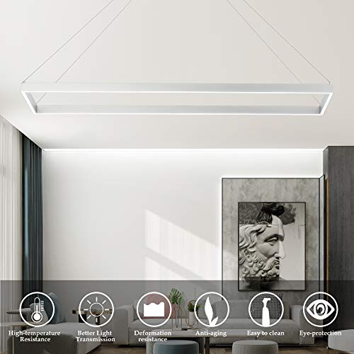 Modern LED Chandelier Linear Rectangle,Pendant Light,Silver 39.4"