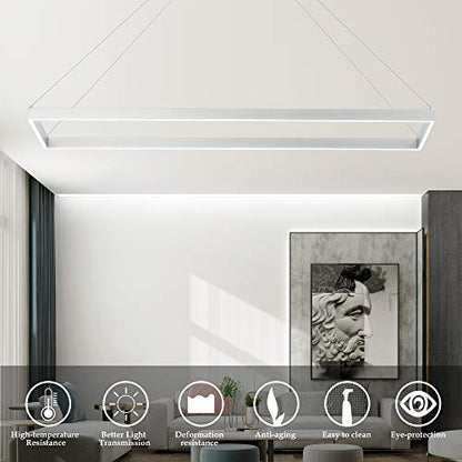 Modern LED Chandelier Linear Rectangle,Pendant Light,Silver 39.4"