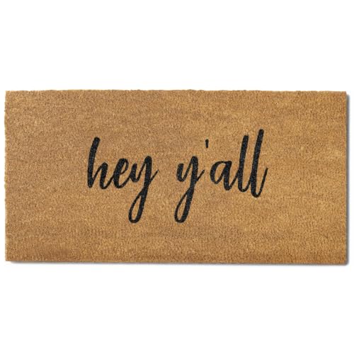 Hey Y'all Door Mat 48x24 Inch, Large Welcome Mat, Southern Coir Doormat - size: 2' x 4' (Rectangular)